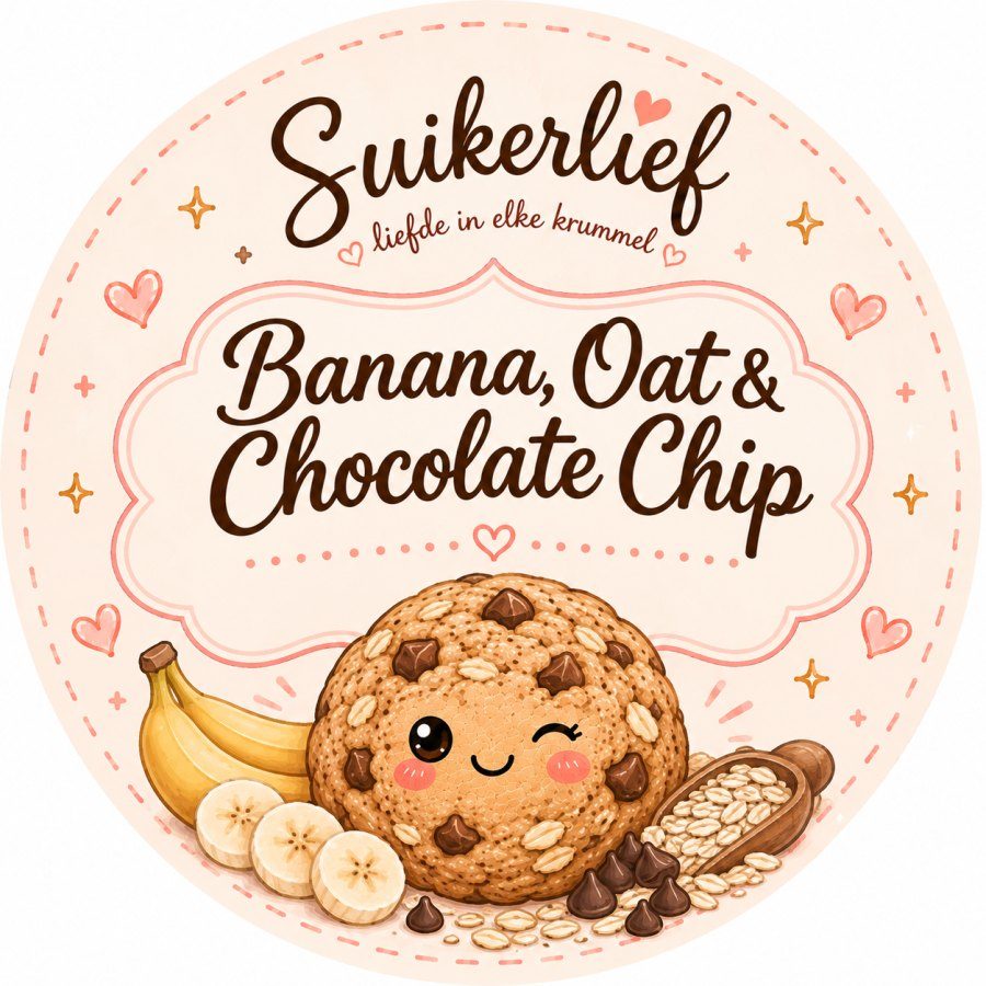 Banana Oat & Chocolate Chip cookie by Suikerlief (illustration)