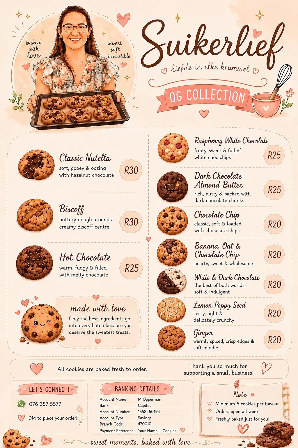 Suikerlief OG Collection cookie menu with prices
